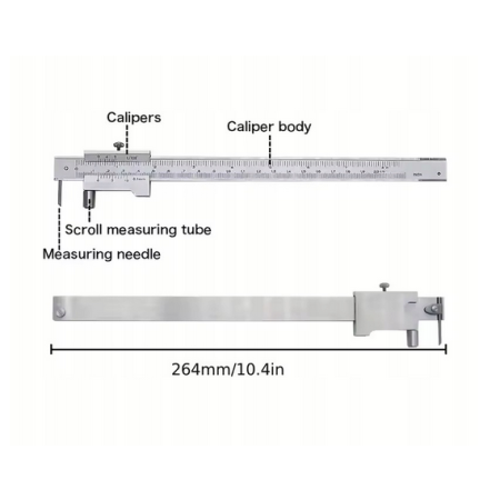 Suwmiarka traserska 0-200 200 mm z rysikiem węglikowym INOX + RYSIK
